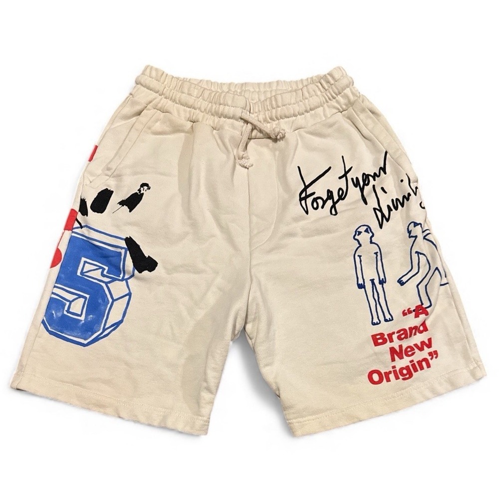 ZARA CREAM GRAPHIC SWEAT‎ SHORTS  "A BRAND NEW ORIGIN" WOMEN SZ S